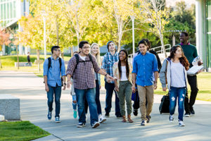 Equity in Action group walking on LMC campus